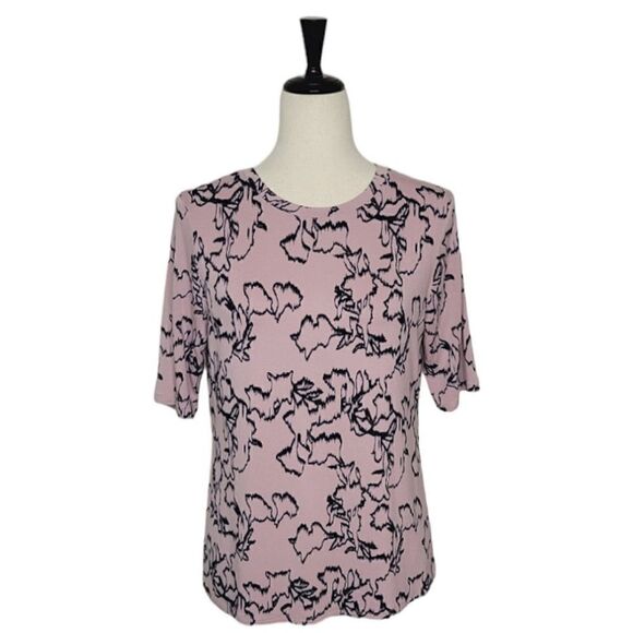 Nine West Mauve Soft Spun Crewneck Elbow Sleeve Stretch Blouse Size M - Picture 1 of 6